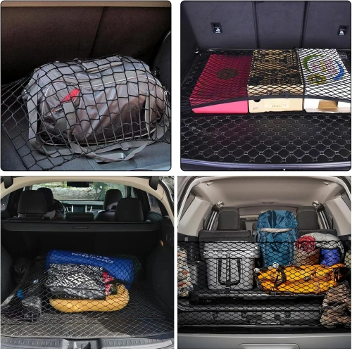 Siatka do bagażnika samochodowego | Elastyczna siatka zabezpieczająca 110 × 60 cm | Organizer bagażu | Siatka transportowa | CTM-110*60CM-B