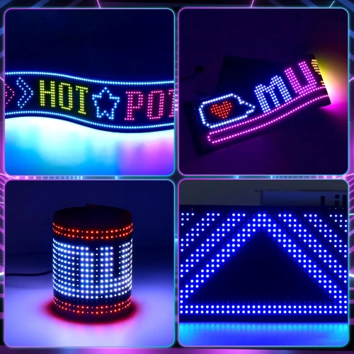 Programowalna tablica LED „Devil Eyes” 70 x 173 mm | Panel LED RGB do auta i ciężarówki | Personalizowane napisy i animacje |HRP-1632