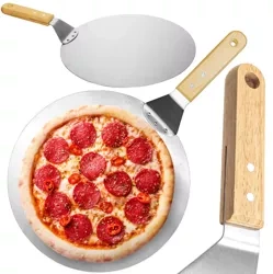 Stalowa łopatka do pizzy | Szufla do chleba, wypieków | Okrągła łopatka do pieca | MD-120-SILVER