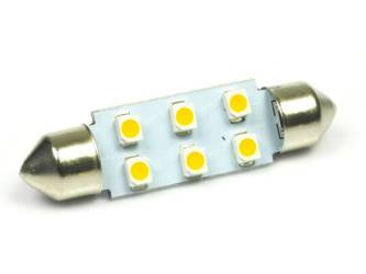 WW Żarówka samochodowa LED C5W 6 SMD 1210 Biała ciepła