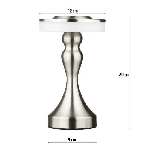 Lampa stołowa z wbudowanym akumulatorem | Lampa nocna z trzema barwami świecenia | Nastrojowa lampka do hotelu, restauracji | HJA14-A-SILVER