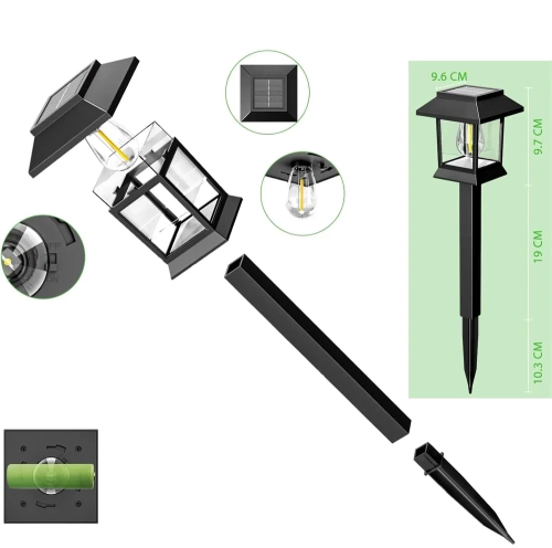 Ogrodowa lampka solarna LED | Wbiajny słupek | HK-115B