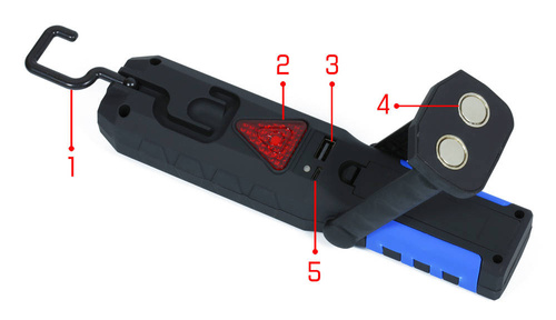 Akumulatorowa lampa warsztatowa LED 3W z hakiem i magnetyczną podstawą | 2600 mAh | 3 tryby światła | W29
