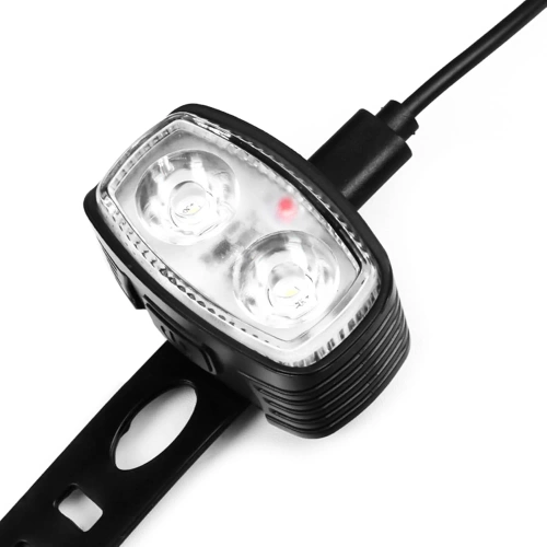 Zestaw lampek rowerowych LED USB – przednia biała + tylna czerwona | Mocne oświetlenie rowerowe| z akumulatorem | BK-L8005