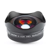 Obiektyw 4K HD, soczewka, nakładka na telefon | 2w1 makro 15x + szeroki kąt | Klips, etui, ściereczka | DT-020