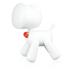 Urocza lampka LED w kształcie pieska z regulacją jasności i akumulatorem USB | Lampka biurkowa Waggy Puppy |  YG-TD104-W