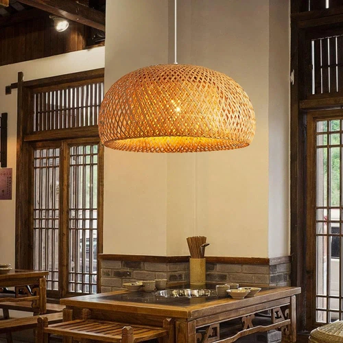 Naturalna lampa bambusowa | BOHO Pleciona | 60cm