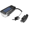  Solarna lampka rowerowa z mocnym LED 350 lm, klaksonem 120 dB i ładowaniem USB/solarnym | Oświetlenie rowerowe z klaksonem  | QX-LY-17