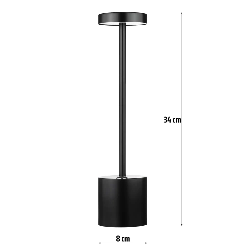 34 cm Lampa stołowa z wbudowanym akumulatorem | Lampa nocna z trzema barwami świecenia | Nastrojowa lampka do hotelu, restauracji | HJA28-BLACK-2