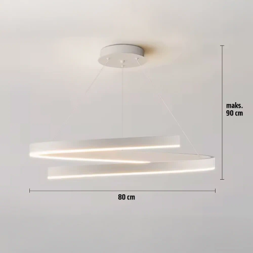 Spiralna lampa LED 100W | Nowoczesna lampa wisząca 80 cm | RLO-80CM-100W-W