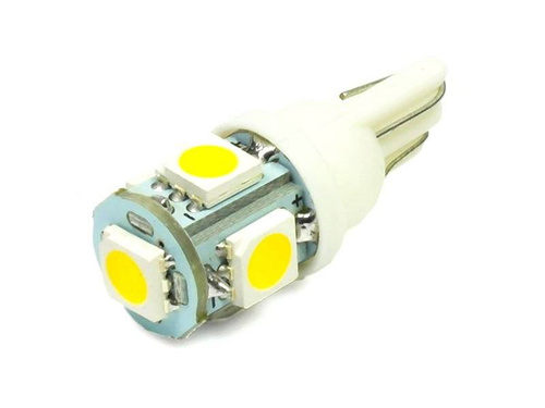 WW Żarówka samochodowa LED W5W T10 5 SMD 5050 Biała ciepła