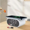 Inteligentny budzik z ładowarką bezprzewodową Qi 15W | Budzik z trzema alarmami | Zegarek z wyświetlaczem temperatury | SZ06-15W-W