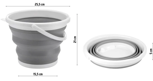 Wiadro składane | Silikonowe | Przenośne | XCP-5L-GREY