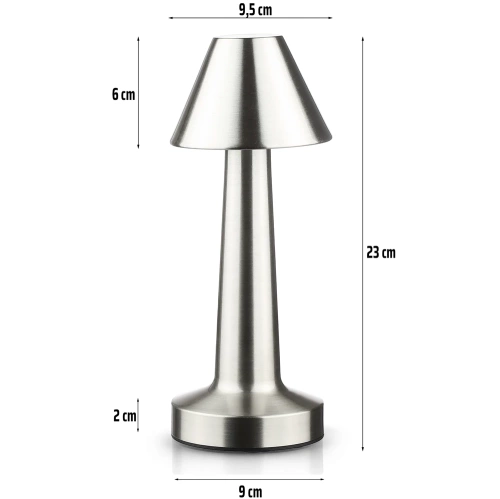 Dotykowa lampka nocna z regulowaną barwą światła | Lampka USB | HJA12-SILVER| Bezprzewodowa lampka stołowa