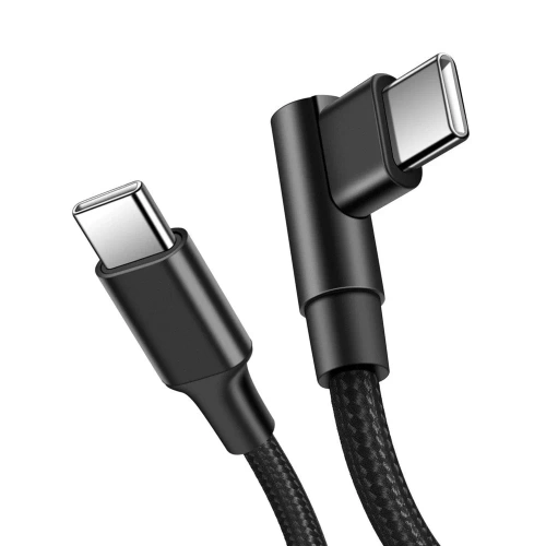 Kabel GSM | Kabel kątowy USB-C | Kabel z wtykiem 90st. | Szybkie ładowanie POWER DELIVERY | Kabel z transmisją danych | PD-F60W-1M-B