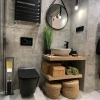 Zestaw łazienkowy 2 w 1 | Szczotka do WC z uchwytem na papier toaletowy | Stojak na papier | GY-TB018-BLACK