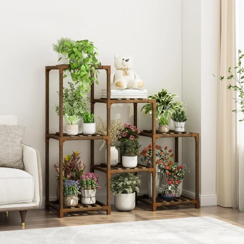 Drewniany kwietnik na doniczki | Stojak na rośliny | Regał na kwiaty | NZ251-BAMBOO