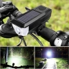  Solarna lampka rowerowa z mocnym LED 350 lm, klaksonem 120 dB i ładowaniem USB/solarnym | Oświetlenie rowerowe z klaksonem  | QX-LY-17