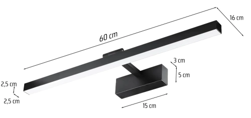 Kinkiet nad lustro | Oświetlenie łazienkowe | Lampa, lampka nad obraz | MIH-60CM