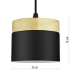 Lampa wisząca czarna z drewnianym elementem | Minimalistyczna  lampa w stylu skandynawskim z oprawą sufitowa E27 do salonu, sypialni | YG-XD003-BK