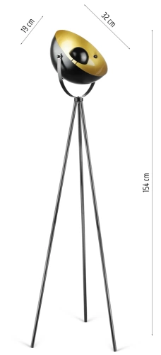 Metalowa lampa podłogowa | Nowoczesne, stylowe oświetlenie do salonu, sypialni | Czarno- złota lampa stojąca z metalowym stelażem | DYT-L125-BLACK