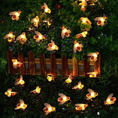 Girlanda solarna LED Pszczoły 20 LED lampa ogrodowa wbijana 5m | BEE-20LED-5M