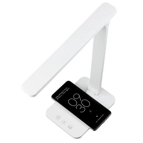 Lampka biurkowa LED z ładowarką indukcyjną | biała | WD-F05-WHITE