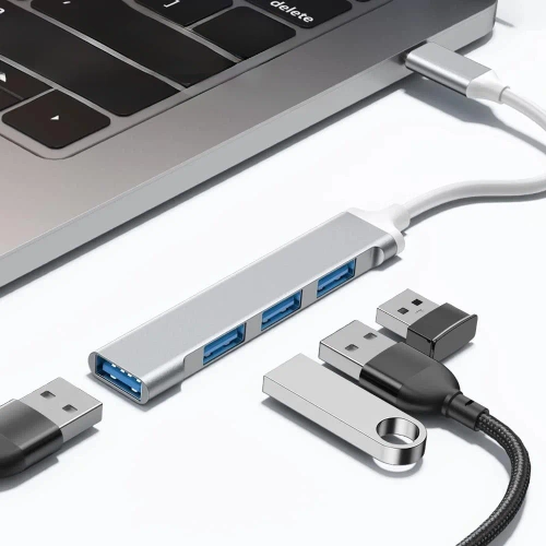 Rozdzielacz USB-C na 4x USB-A | adapter, rozgałęźnik typ C 4w1 | HUB