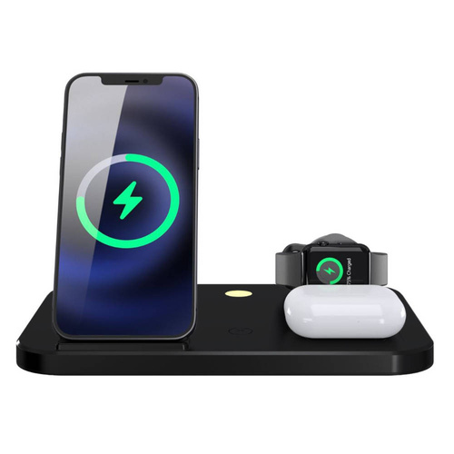 Stacja dokująca do Apple iPhone AirPods Watch | Ładowarka bezprzewodowa 15W do telefonu i słuchawek | Wersja podróżna | WD-04