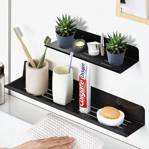 Czarna pólka pod prysznic 50cm | Półka wisząca | BDS-L50CM-B| Metalowa półka łazienkowa