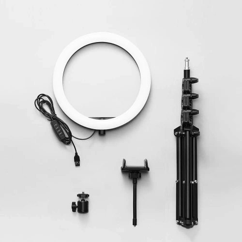 Zestaw lampy pierścieniowej 32 cm ze  statywem 210 cm | Profesjonalna lampa do streamingu lub makijażu | 