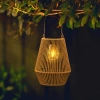 Bezprzewodowa lampa solarna w stylu BOHO | Rattanowa, ogrodowa lampa z uchwytem | JX21-Bamboo