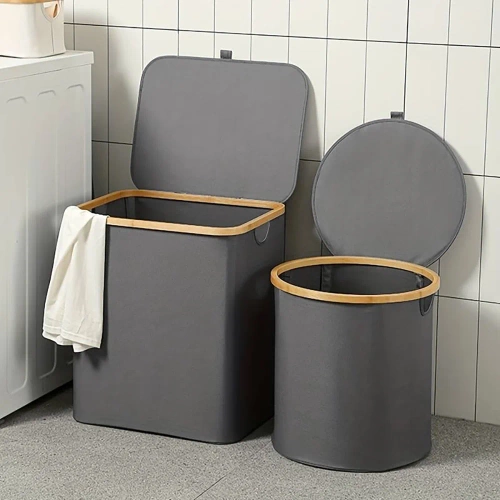 Kosz na pranie | Składany kosz na bieliznę | Materiałowy pojemnik na zabawki | Organizer na akcesoria | OCF-380-GREY