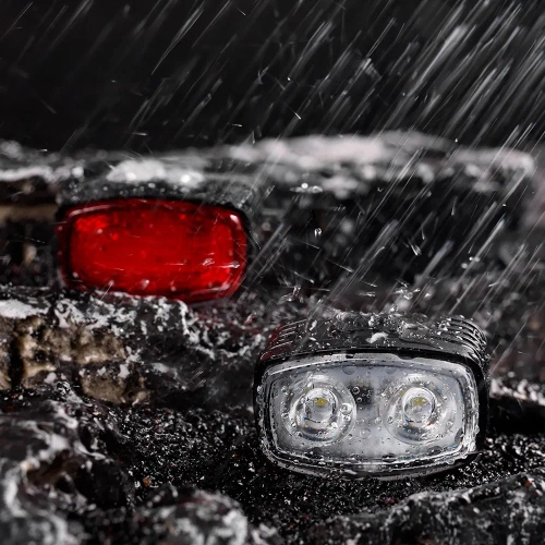 Zestaw lampek rowerowych LED USB – przednia biała + tylna czerwona | Mocne oświetlenie rowerowe| z akumulatorem | BK-L8005