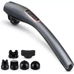 Masażer z wymiennymi końcówkami | Wibracyjny masaż pleców | Pistolet masujący, który pozwala zwalczyć cellulit | YT-1706-GREY