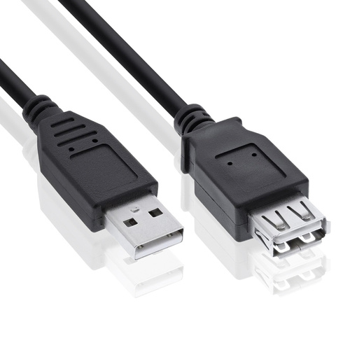 Przedłużacz USB | wtyki męski + żeński | 1.5 metra | UE2.0-1.5M-Black