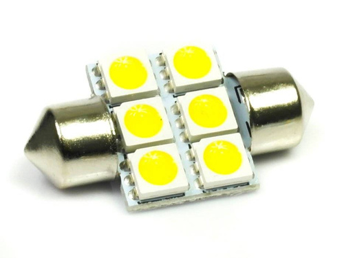 WW Żarówka samochodowa LED C5W 6 SMD 5050 Biała ciepła