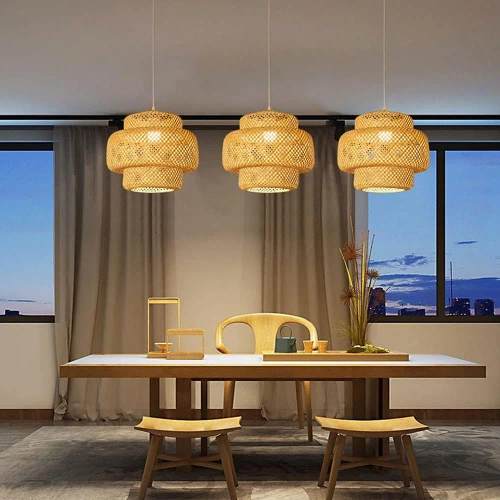 Ręcznie robiona lampa bambusowa wisząca | BOHO | Chiński żyrandol