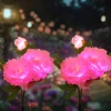 Kwiatek solarny | Ogrodowa lampa solarna LED Peonia różowa | 80 cm, 600 mAh | FLD-10-PINK
