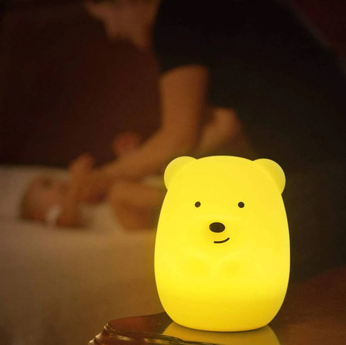 Silikonowa lampka LED RGB dla dzieci | Miś misiek Bear LED | Pilot IR | NL-04
