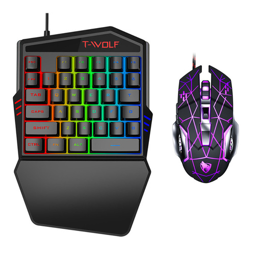 Zestaw gamingowy z podświetleniem LED RGB, klawiatura jednoręczna i myszka, keypad | TF900