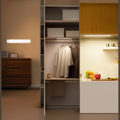 Lampka meblowa z czujnikiem ruchu | Bezprzewodowa lampka nocna z sensorem | Lampka LED podszafkowa 20 cm | HSL-S20CM-BLACK
