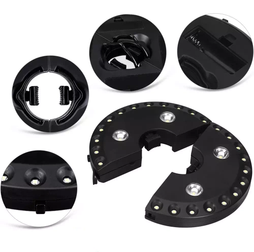 Lampa pod parasol ogrodowy ⌀22-45mm | 28 diod LED, 3 tryby świecenia, zasilanie 4x AA | LY-G003