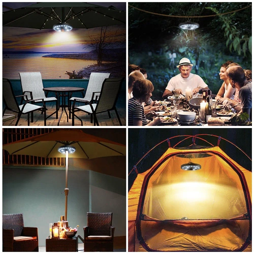 Lampa pod parasol ogrodowy ⌀22-45mm | 28 diod LED, 3 tryby świecenia, zasilanie 4x AA | LY-G003