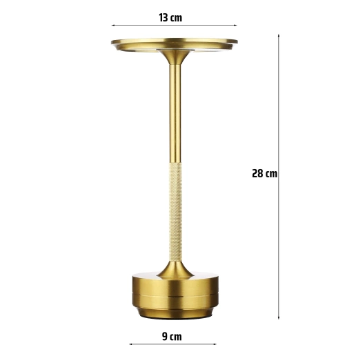 Lampa stołowa z trzema barwami świecenia | Lampka nocna z wbudowanym akumulatorem | HJA-25-GOLD