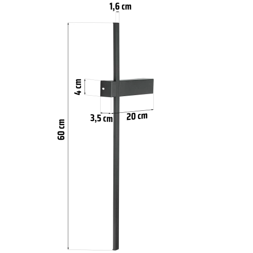 Nowoczesny kinkiet LED | 60cm 10W | Czarna lampa ścienna z aluminium | Lampa LED o barwie 4000K | YG-W003