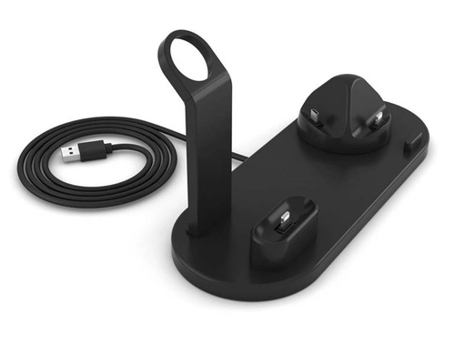 Stacja dokująca do Apple iPhone Airpods Watch | Ładowarka bezprzewodowa 15W | 3 wtyczki - USB-C / Lightning / Micro USB | WD-03