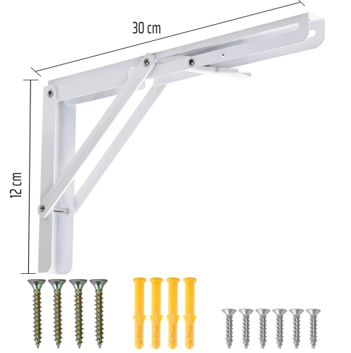Składane wsporniki półkowe | Składane wsporniki pod półkę ,blat | FB-A30CM-WHITE| Uchwyt pod półkę
