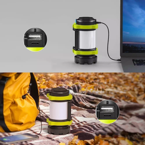 Wielofunkcyjna lampka kempingowa LED, latarka turystyczna z funkcją powerbanka | Czerwone światło | 6 trybów świecenia, 800lm, 3700mAh, do 20h pracy, IPX4 | HC-260