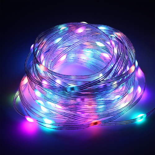 Taśma LED WS2812B RGBIC 5 m | Neon, łańcuch świetlny | Pilot IR, Bluetooth, IP65, USB | ASF-RGB-5M